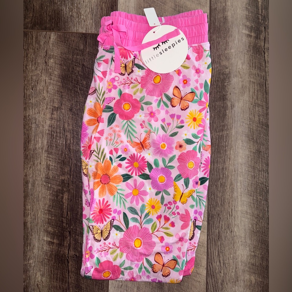 🦋🌼 Little Sleepies Pink Butterfly Blooms Women’s Small Cuffed Pajama Bottoms NWT - Picture 6 of 10